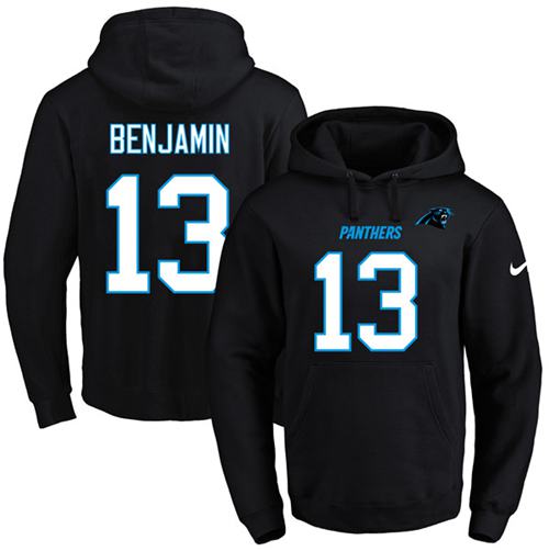 Nike Panthers #13 Kelvin Benjamin Black Name & Number Pullover NFL Hoodie - Click Image to Close